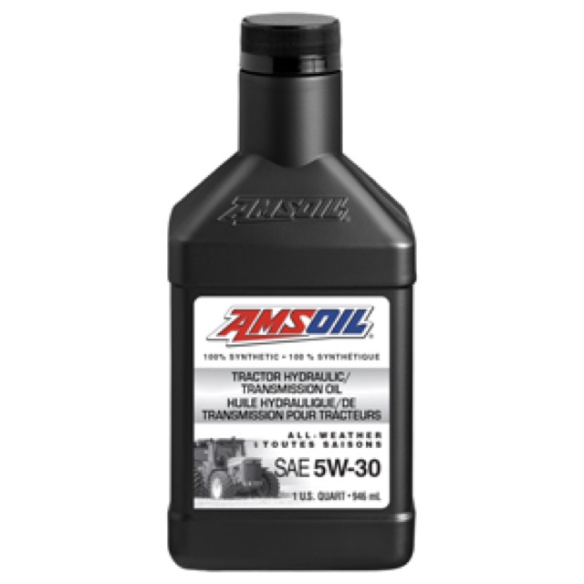 Bottle of AMSOIL 100% Synthetic Tractor Hydraulic/Transmission Oil